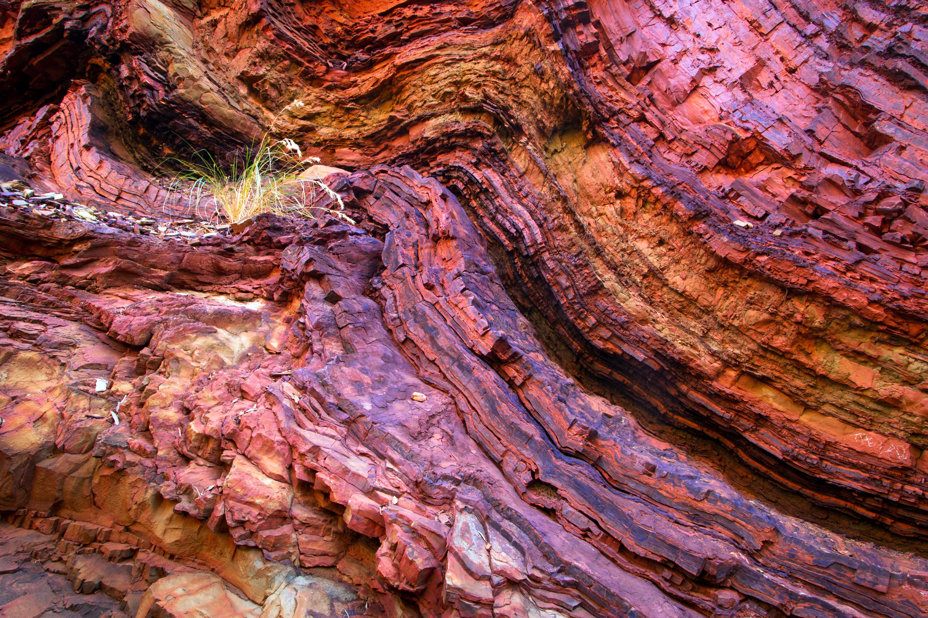 Landscape view of mines with red/blue skyline