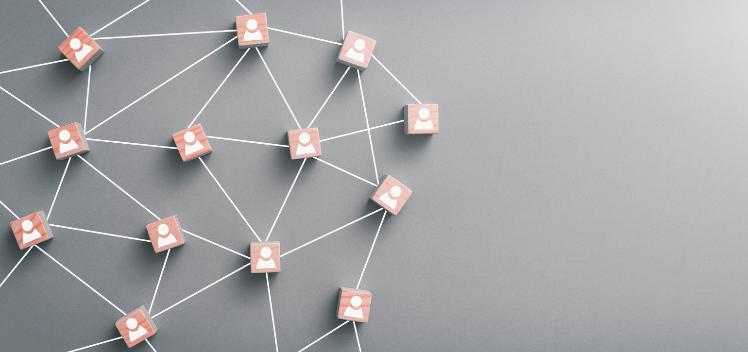 wooden blocks with icons mapped on grey background