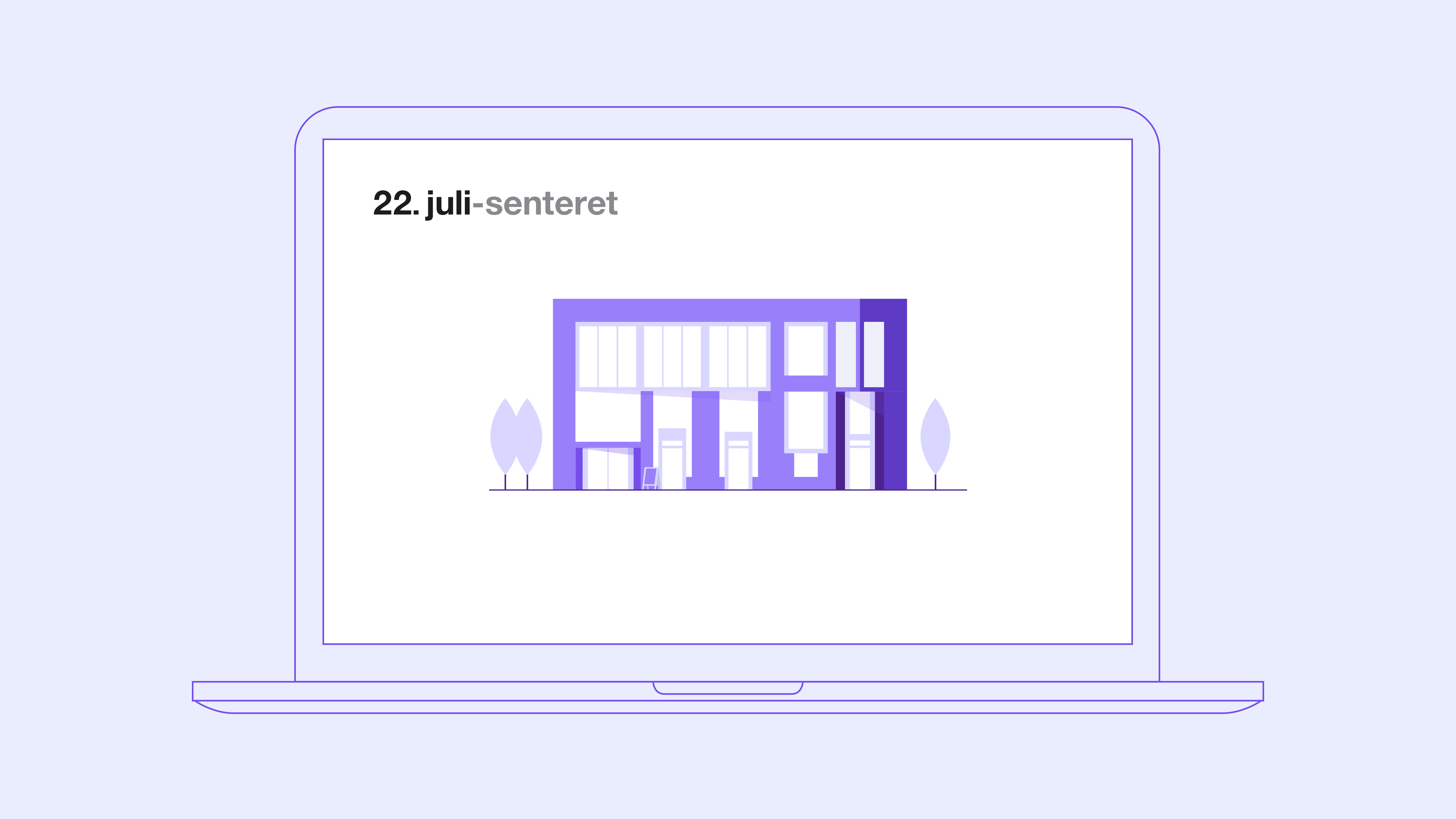Bilde av pc med illustrasjon av 22. juli-senteret