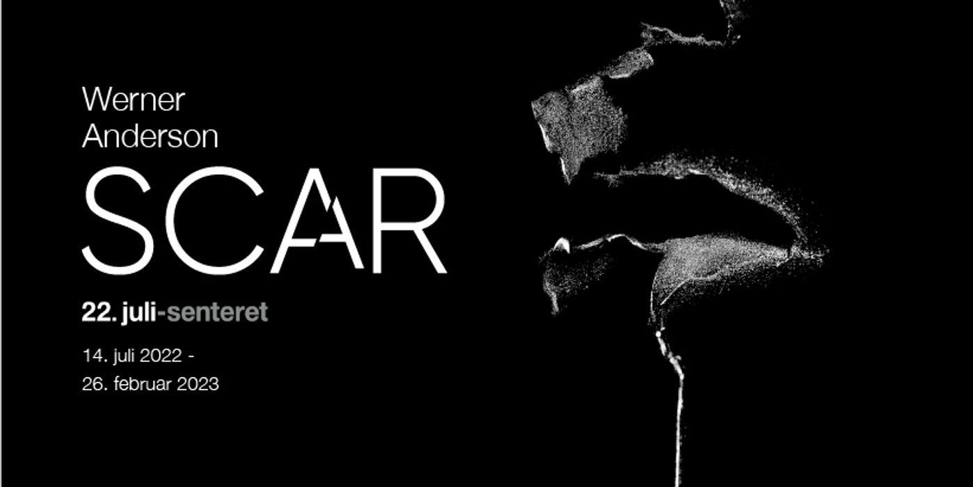 Black and white banner with an abstract image and text: "Werner Anderson. Scar. July 22 Centrr. 14 July, 2022-26 February, 2023.