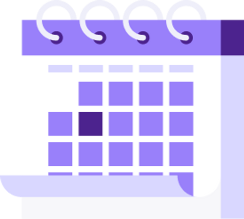 Illustration in purple of a calendar.