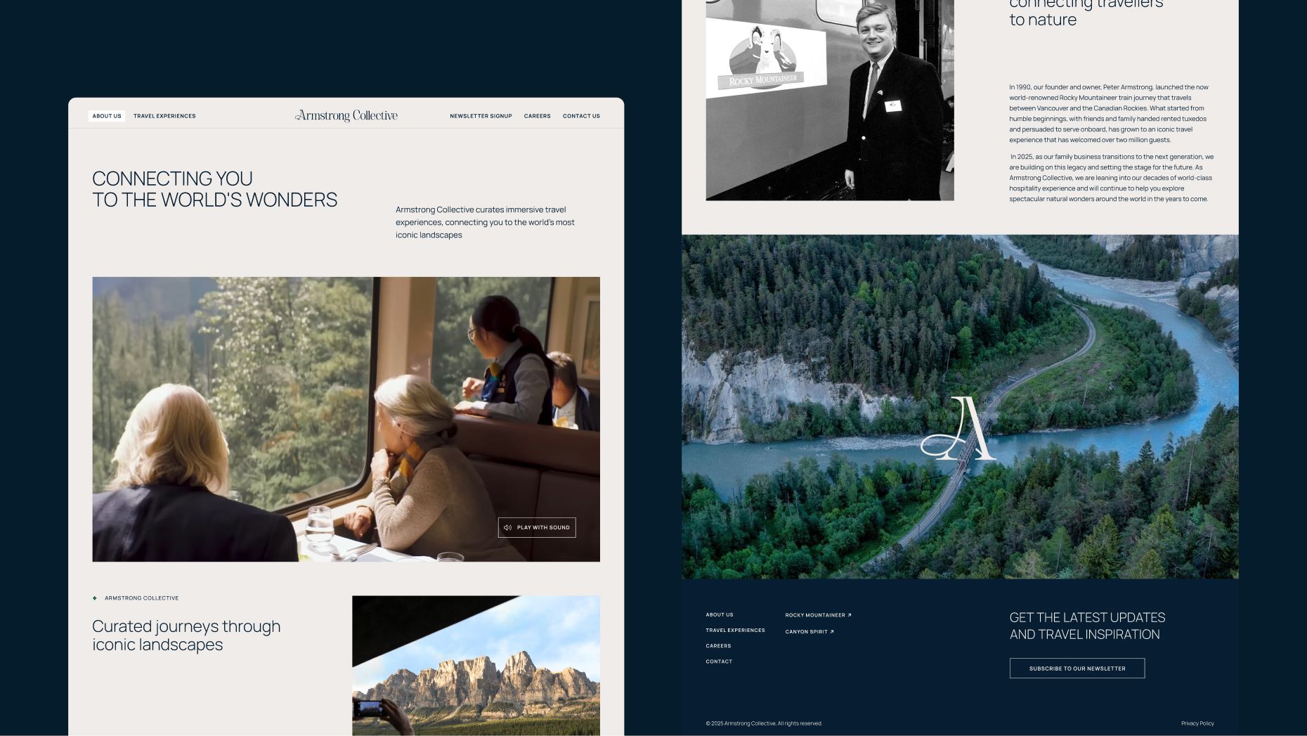 Screenshots of the Armstrong Collective website