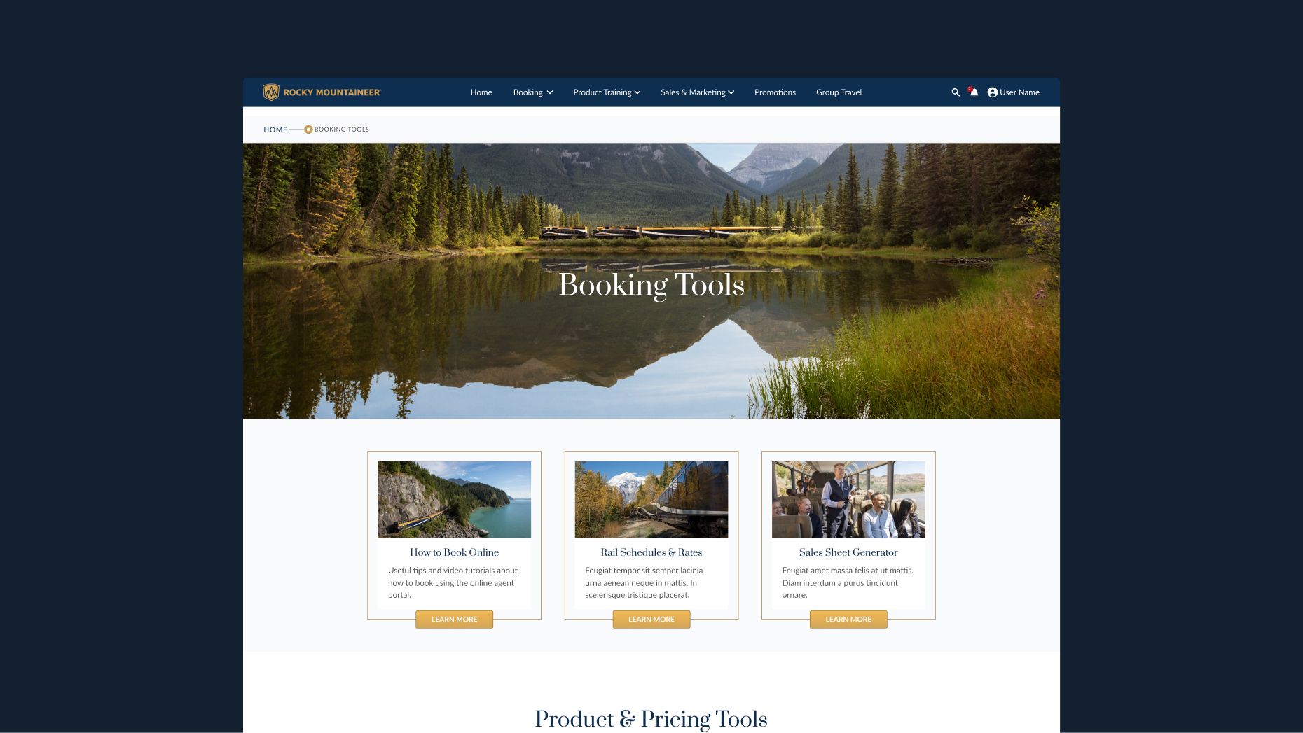 Rocky Mountaineer Agent Portal booking tools