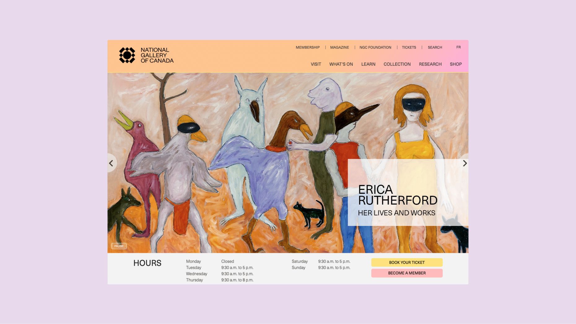 National Gallery of Canada Homepage rotating banner