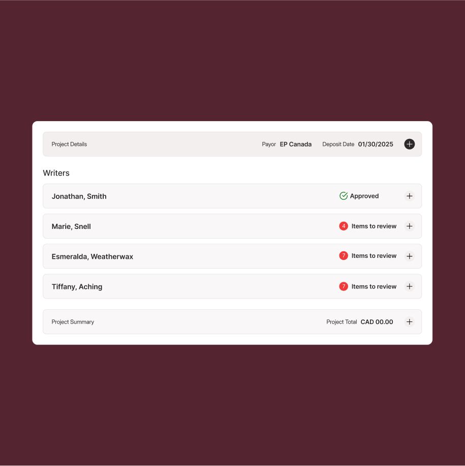 Writers Guild of Canada Writers Listing Interface