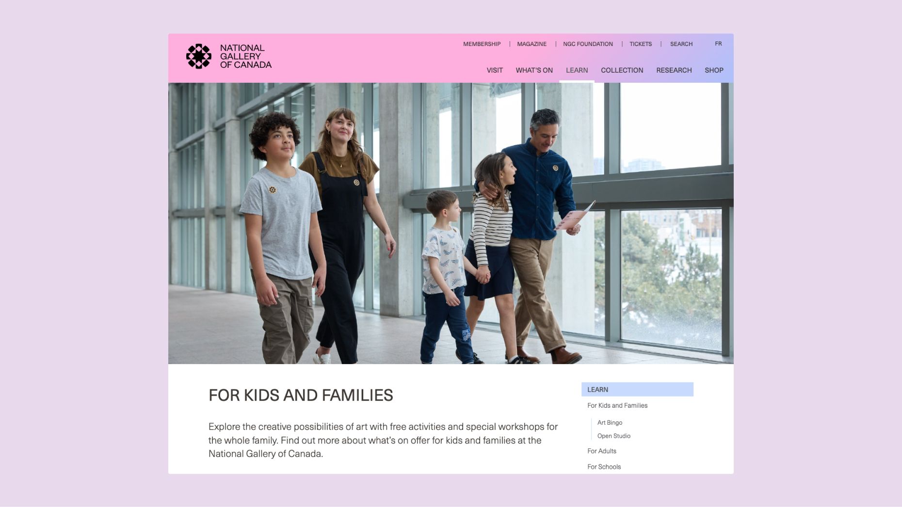 National Gallery of Canada kids and families website section