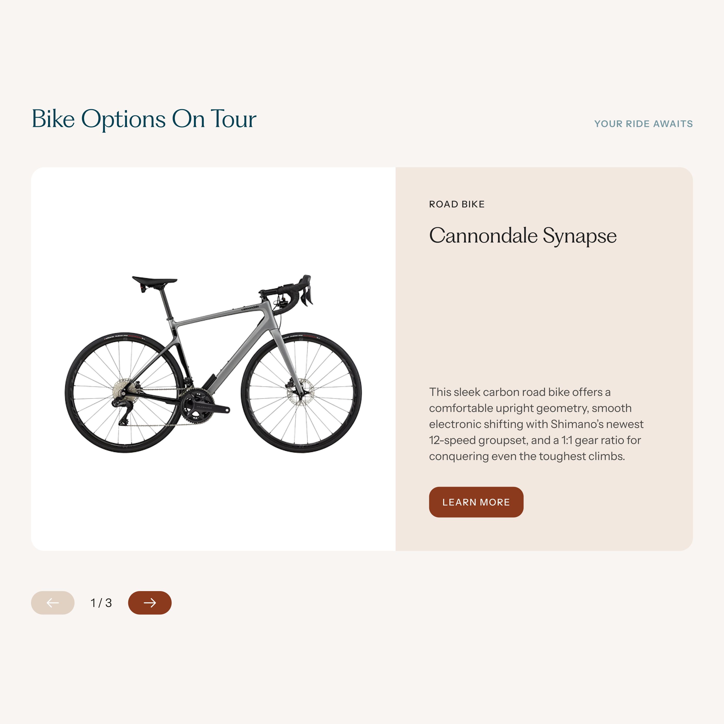 DuVine Itinerary bike options
