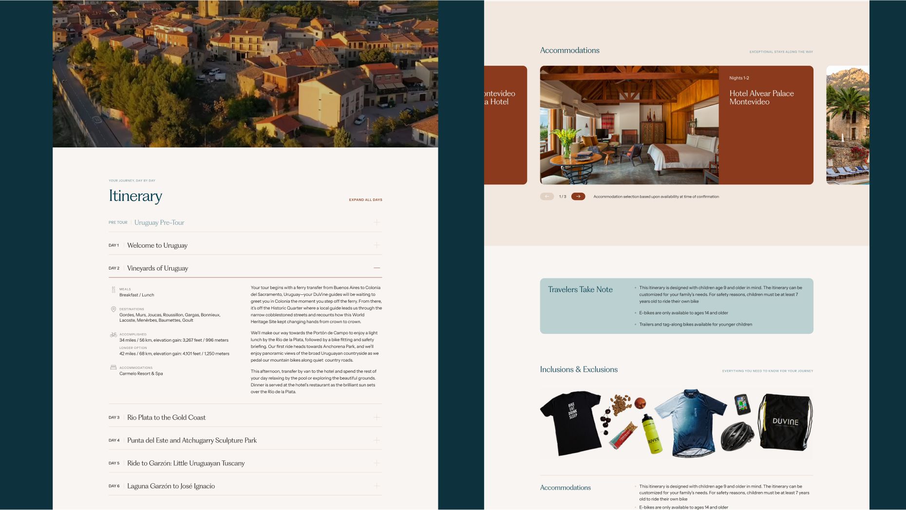 DuVine Itinerary examples side-by-side