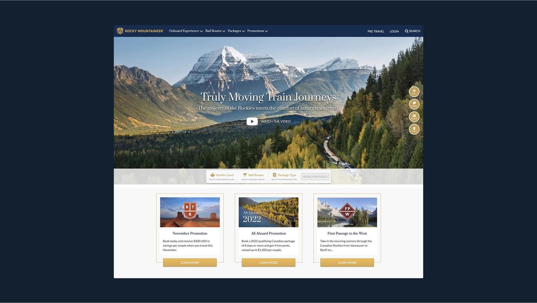Rocky Mountaineer homepage