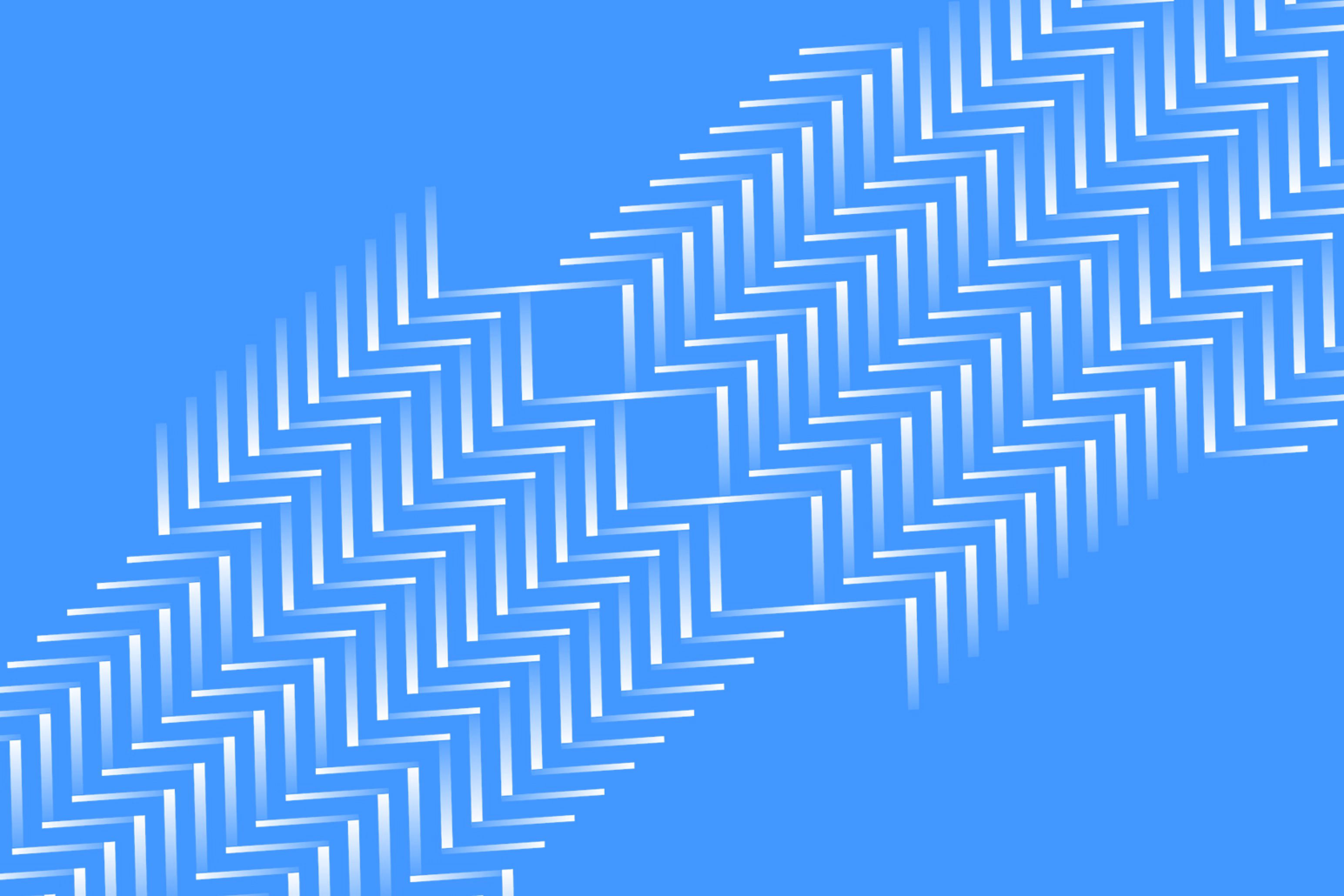 Abstract blue background with a diagonal band of white, gradient lines forming a broken herringbone pattern.