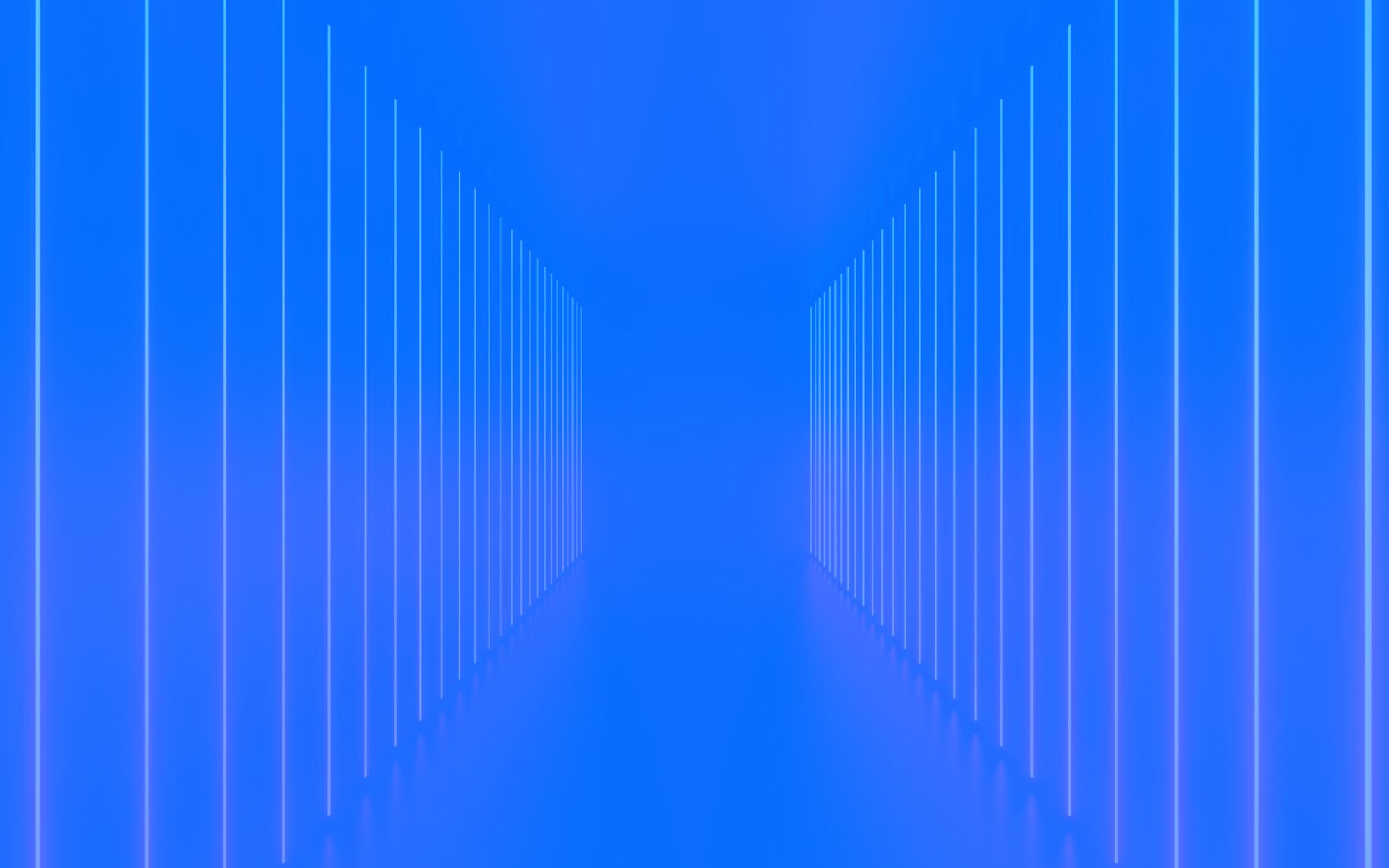 Abstract blue background with glowing vertical lines creating a perspective tunnel.