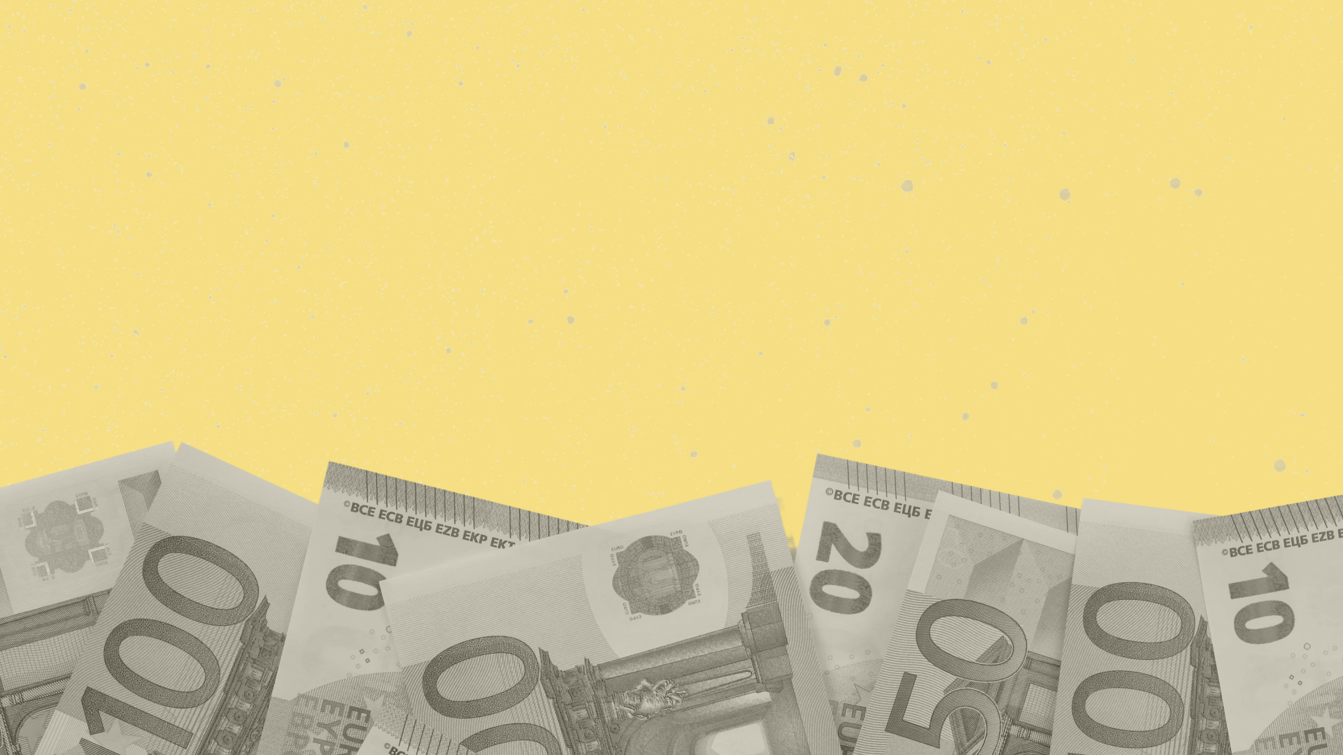 Euro bills on a yellow background