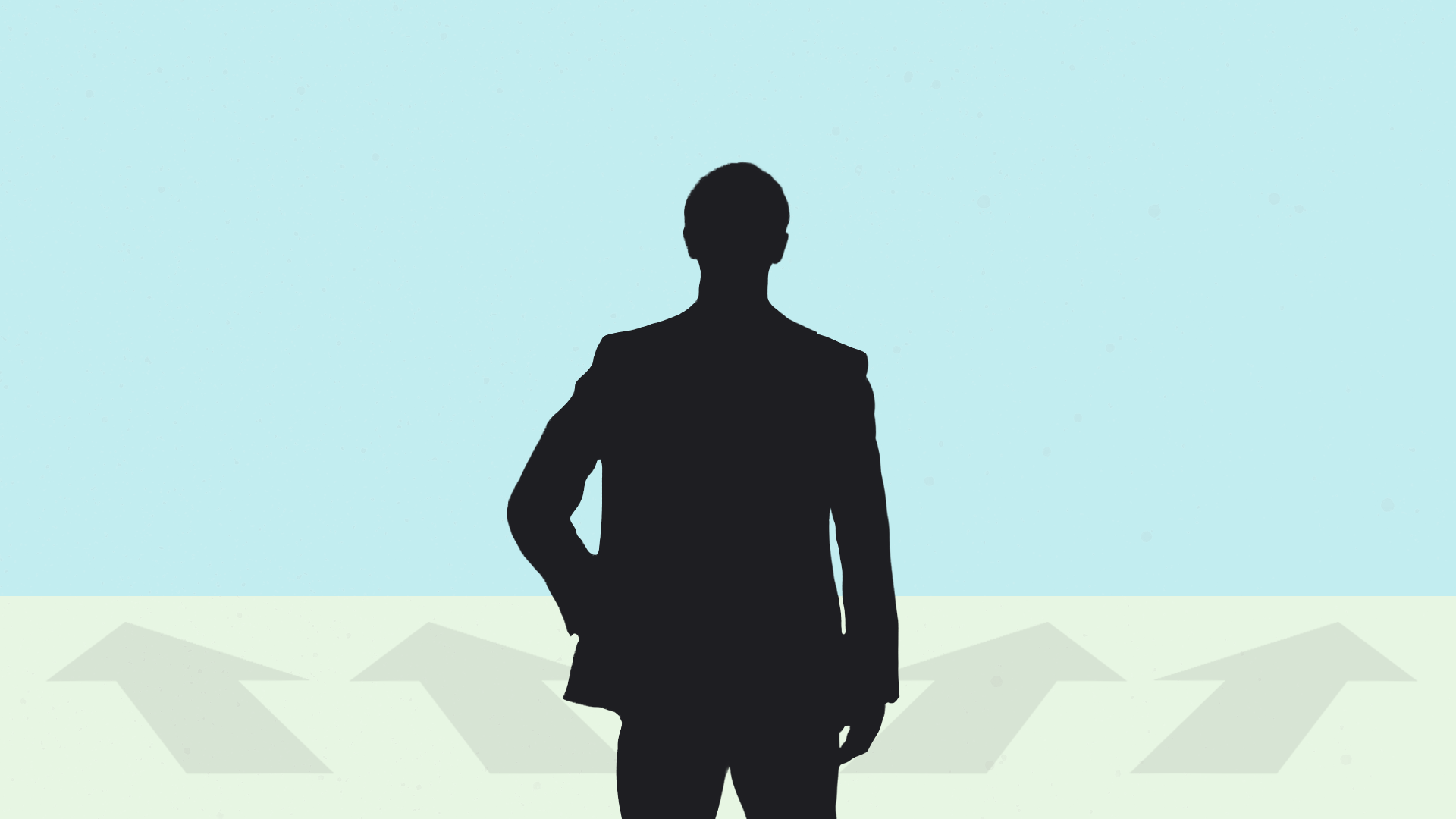 Illustration of a figure standing before 4 arrows