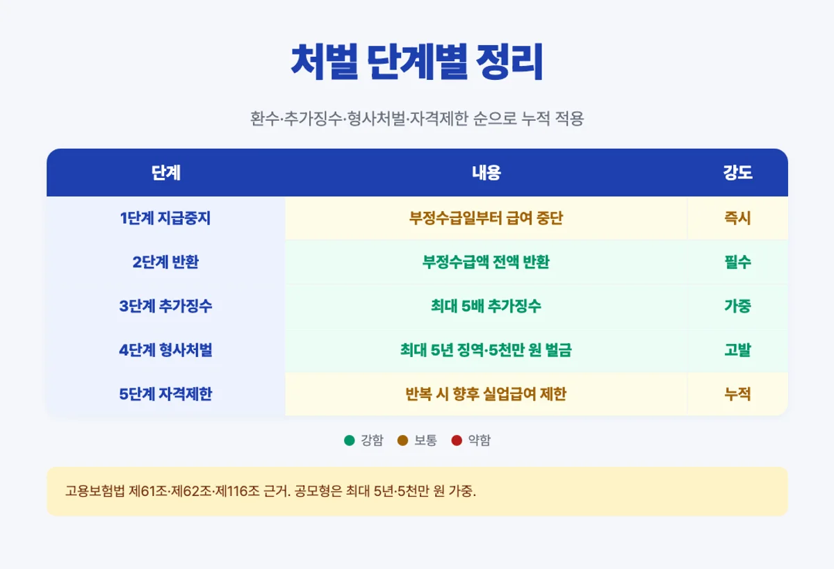 실업급여 부정수급 처벌 5단계 매트릭스