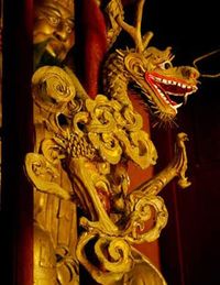 Golden dragon on wall