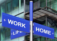 signpost with work home life in different directions with arrows