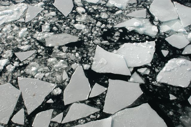 cracking ice in river