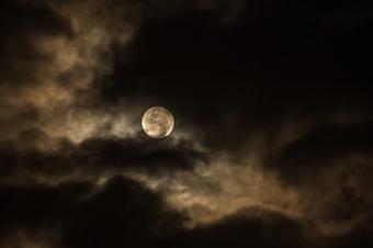 Full moon on a cloudy night