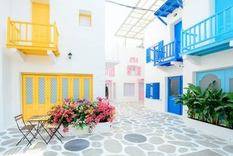 Patio of house in the greek islands