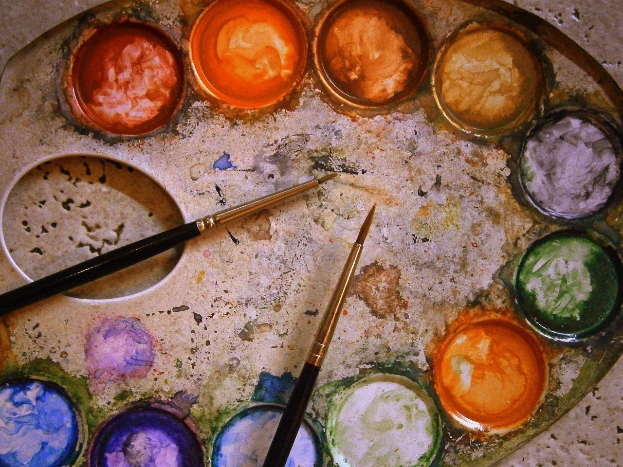 palette with paint colors