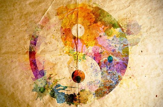 Ying Yang floral watercolor paper background