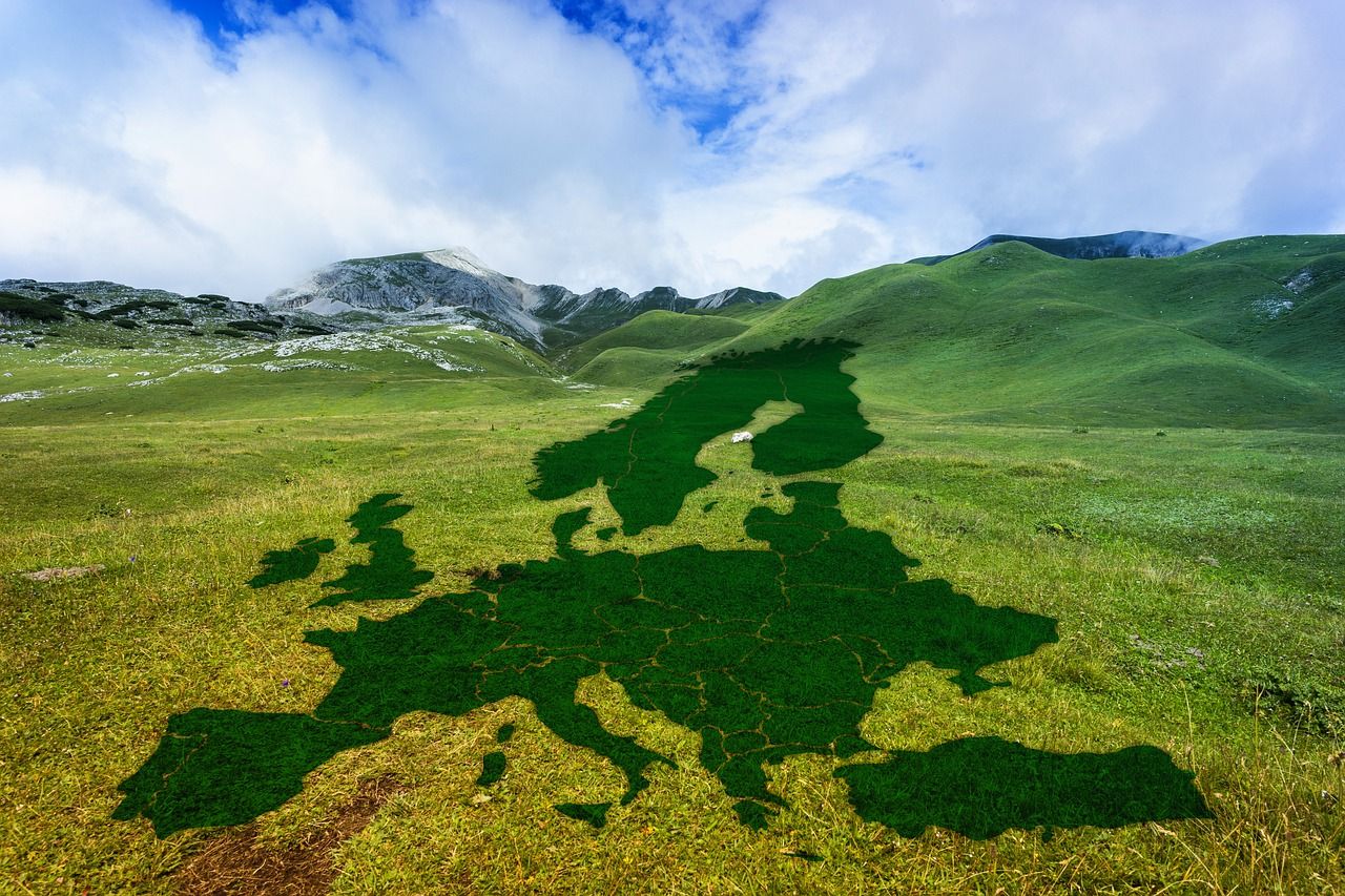 Cloud shadow in a field that looks like Europe map