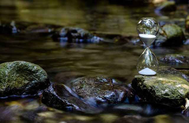Water flowing with hourglass