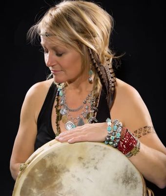 Kari Hohne holding drum