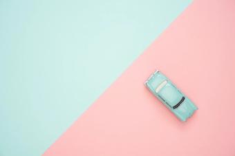 Old fashioned car in pastel background