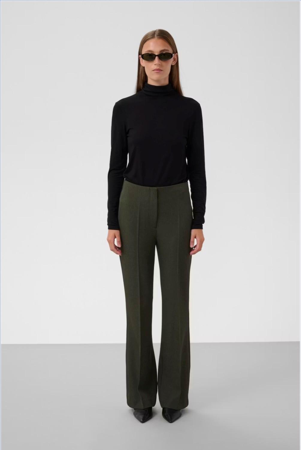 Soaked In Luxury SLLilu Corinne wide long pants grønn, bilde 1 av 5