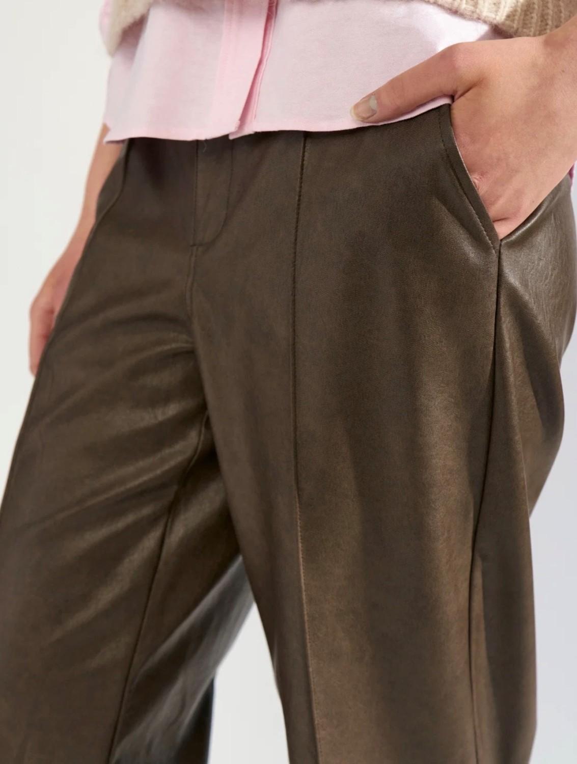 NÜMPH Nudorith straight pu pants brun, bilde 2 av 3