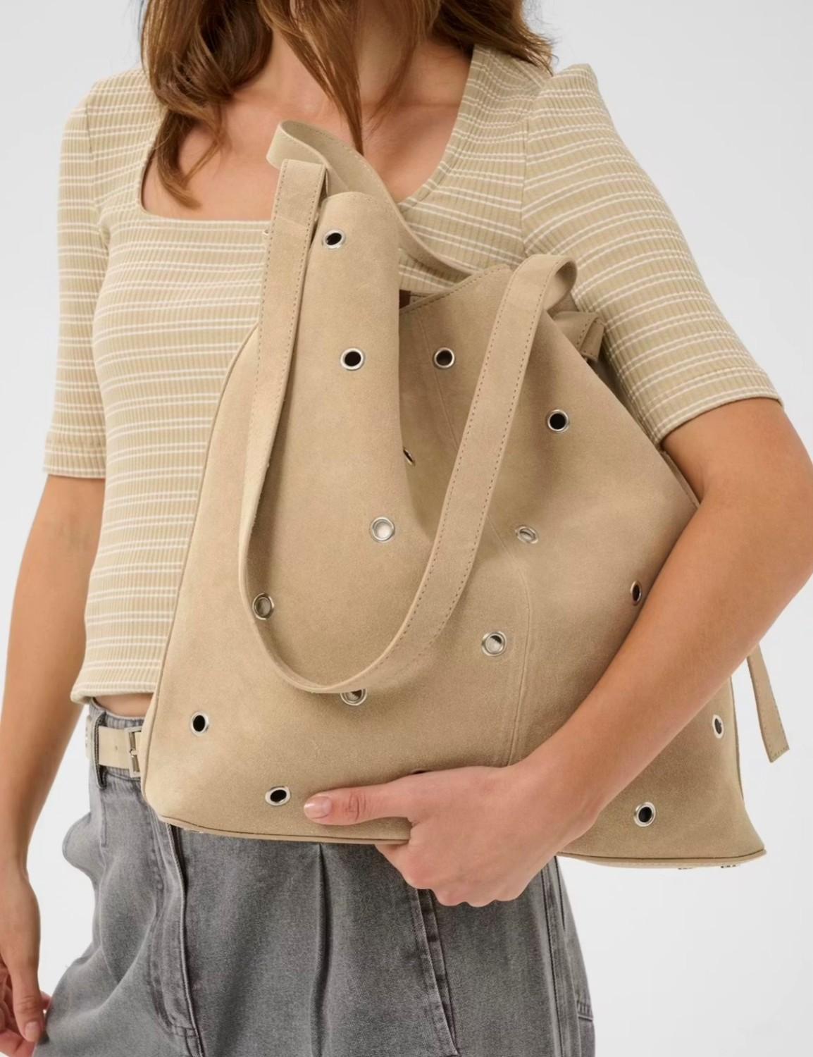 Soaked In Luxury SLCalilje Eyelets Suede Bag Sand, bilde 1 av 2