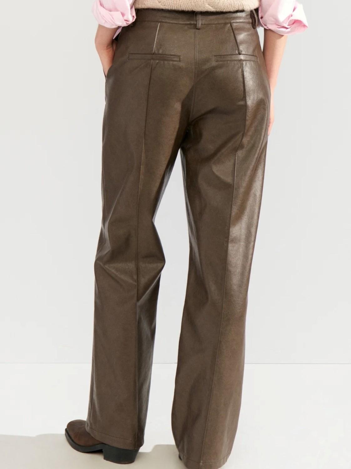 NÜMPH Nudorith straight pu pants brun, bilde 3 av 3
