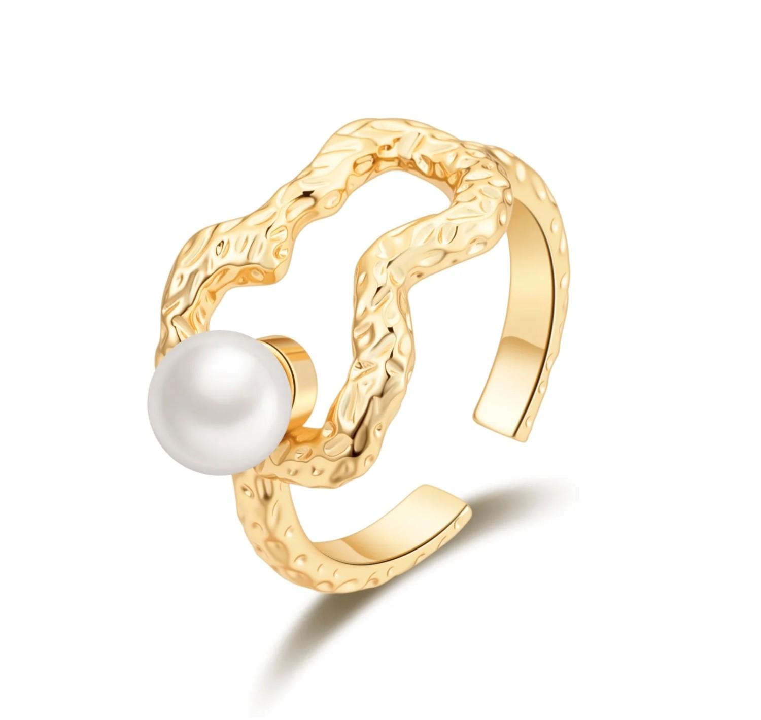 NORA Schirin ring en perle gull, bilde 1 av 1