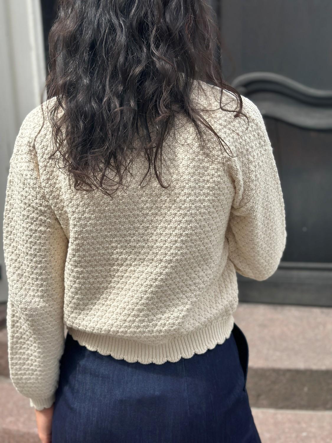 NÜMPH NUMAGGIE cardigan 9509 whitecap broderi beige, bilde 3 av 4