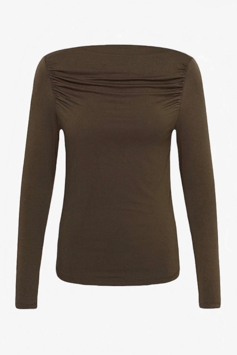 Saint Tropez Viggasz boatneck blouse chocolate brown i brun