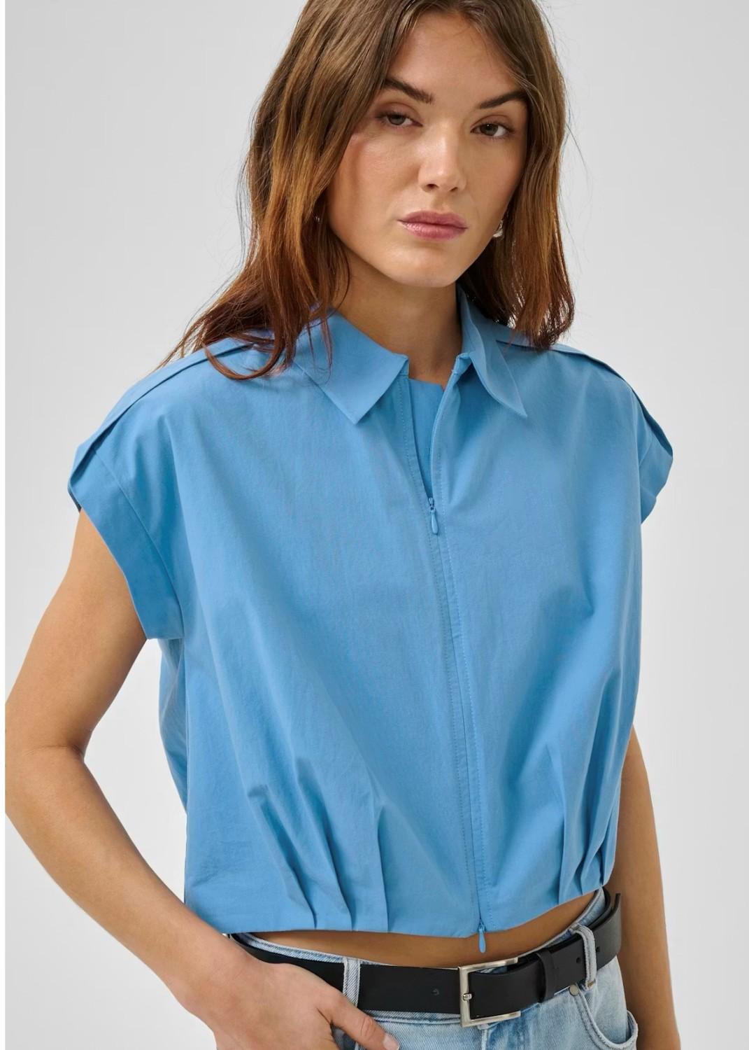 My Essential Wardrobe MWSunna sleeveless shirt m/glidelås blå, bilde 1 av 6