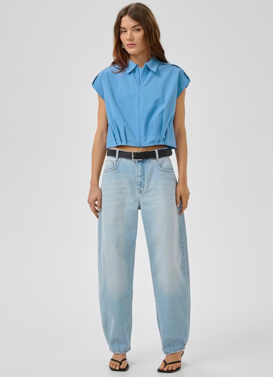 My Essential Wardrobe MWSunna sleeveless shirt m/glidelås blå, bilde 2 av 6