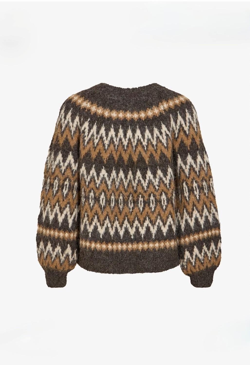 VILA Vibows o-neck L/S jacquard knit top coffe bean, bilde 3 av 3