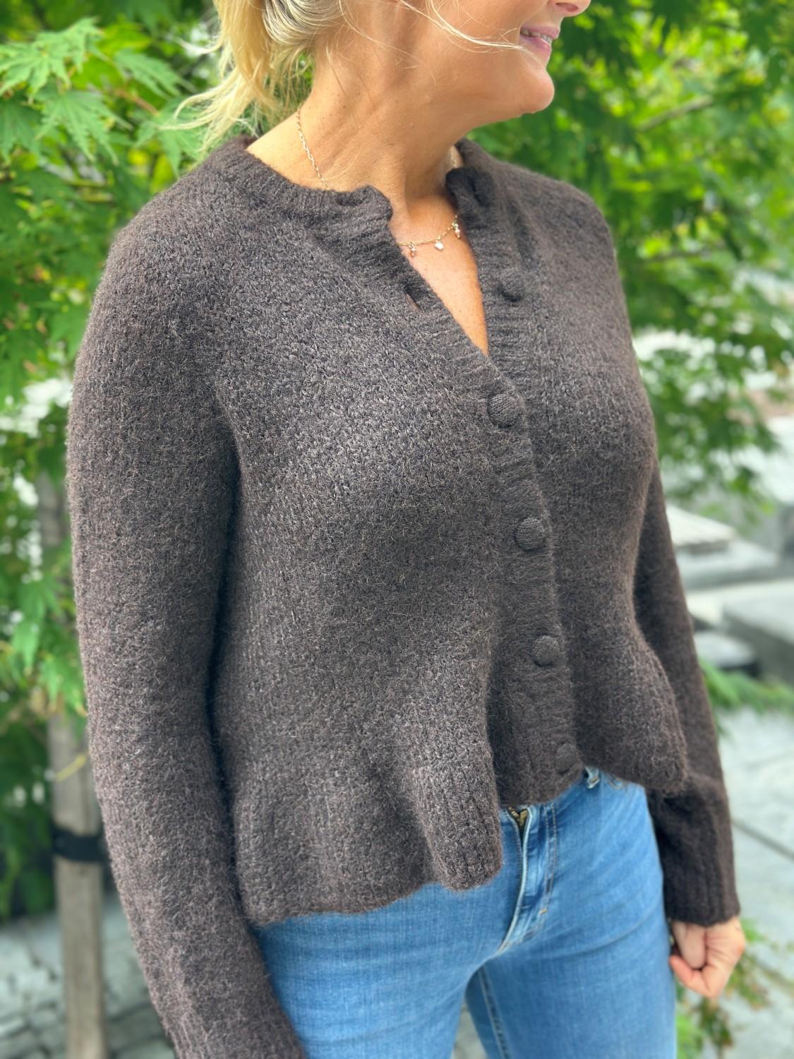 VILA Vibows l/s Flounce knit cardigan coffee bean, bilde 3 av 4