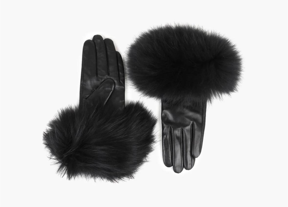 NOHR STUDIO Skinnhanske alexandra pels sort, bilde 1 av 1