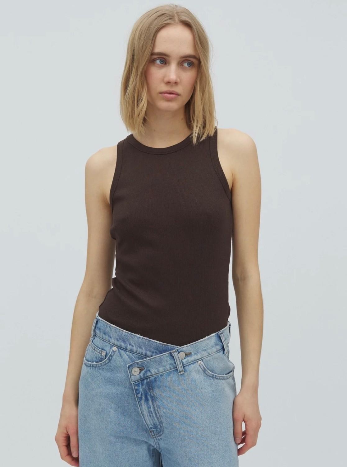 MbyM Evelyn jaxson-m ribbestrikket singlet brun, bilde 1 av 3