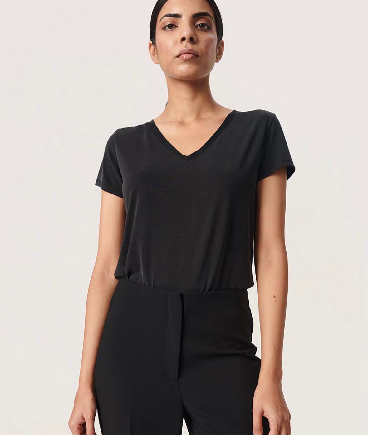 Soaked In Luxury SLColumbine v-neck ss sort, bilde 3 av 3
