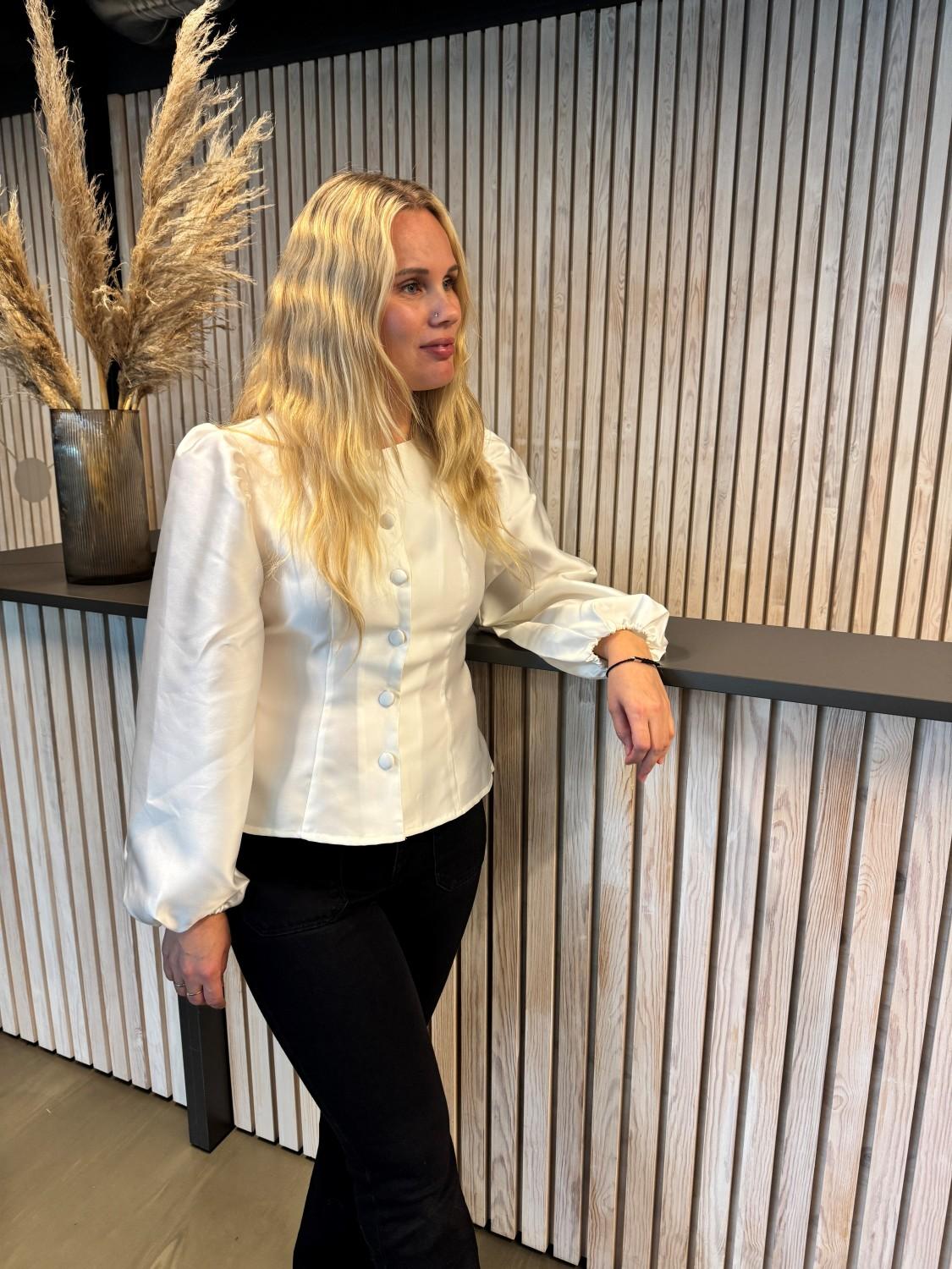 VILA Vishina o-neck shaped top birch i krem