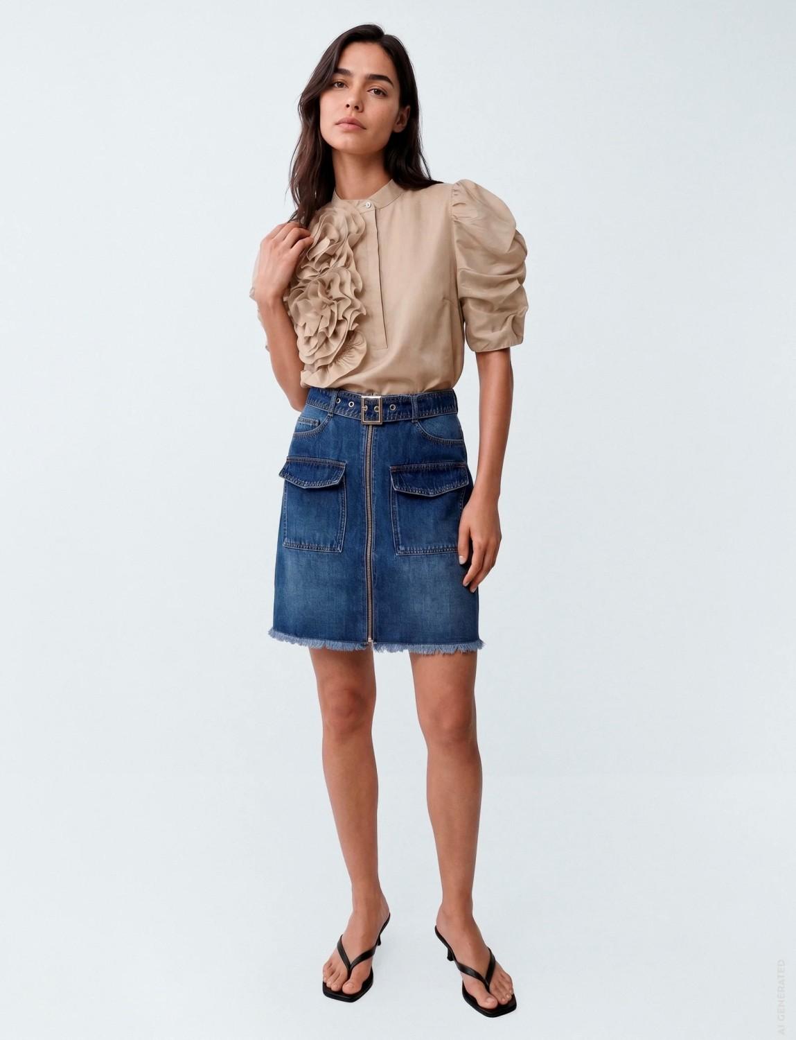 Gossia LizGO Skirt dark blue wash denim, bilde 3 av 3