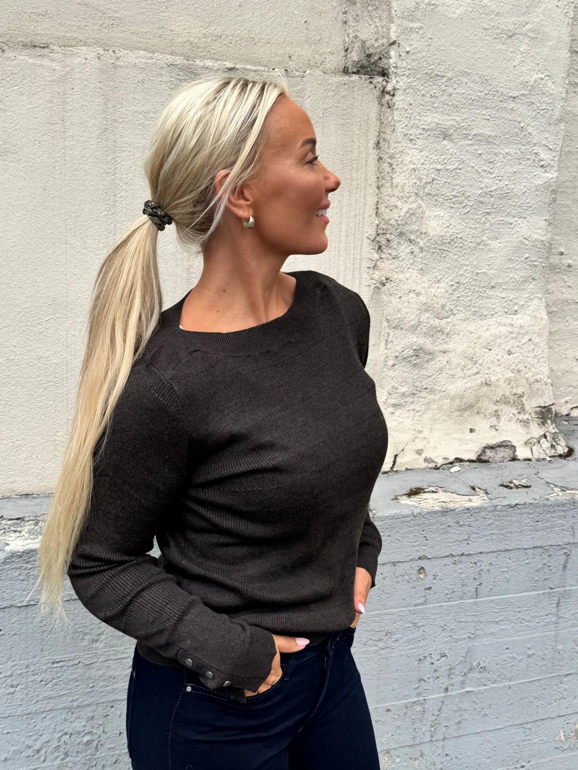 Pulz Pzsara boatneck pullover espresso melange, bilde 3 av 3