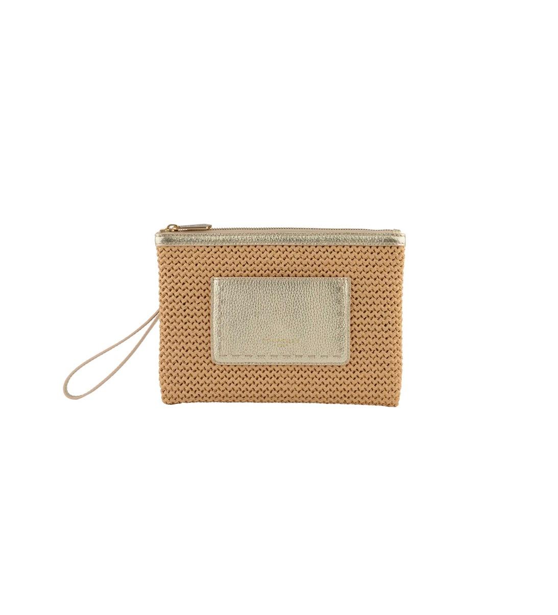 Pourchet CASSIS clutch straw/leather bags 26030 OR sølv, bilde 1 av 2