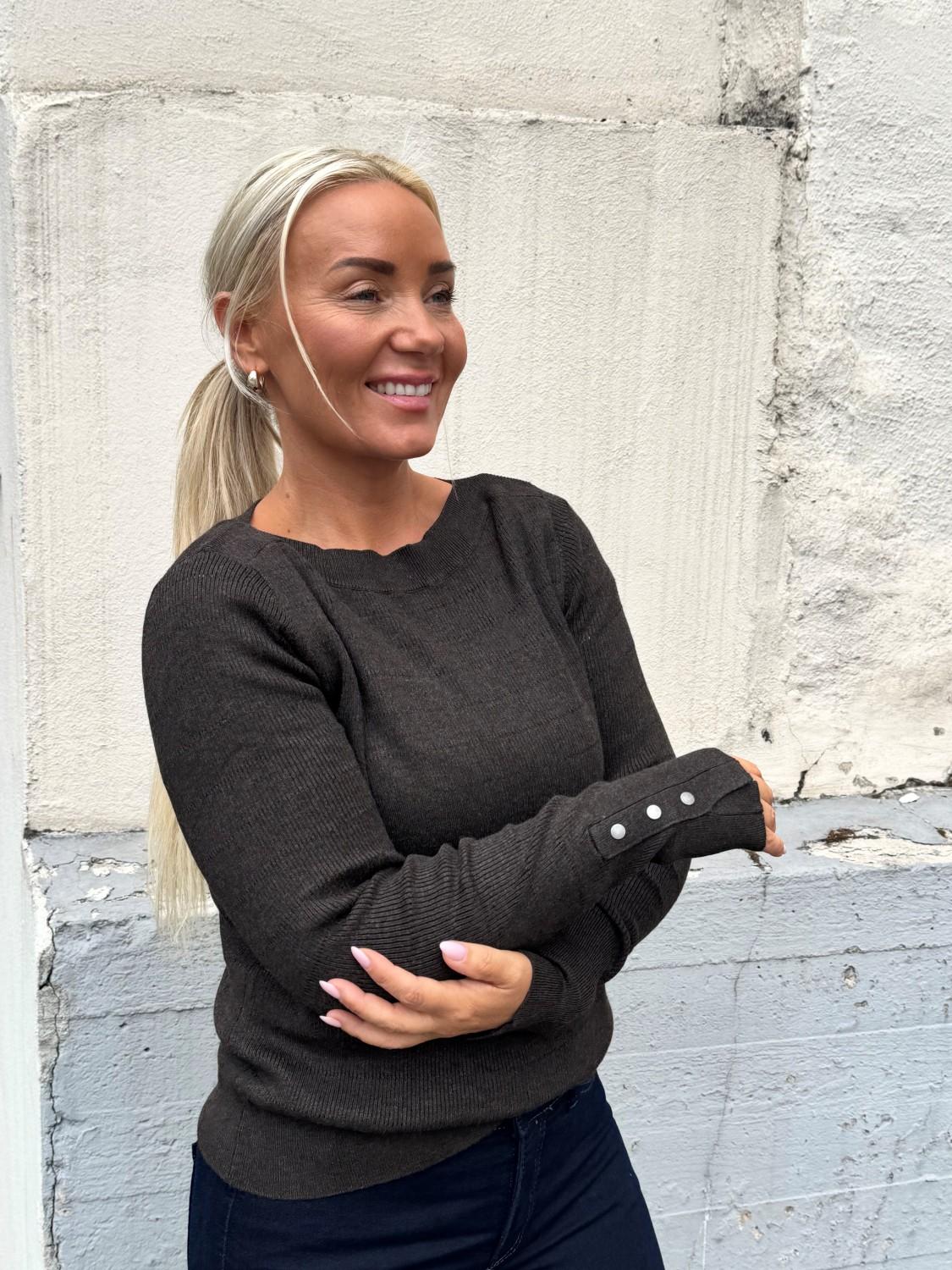 Pulz Pzsara boatneck pullover espresso melange, bilde 2 av 3