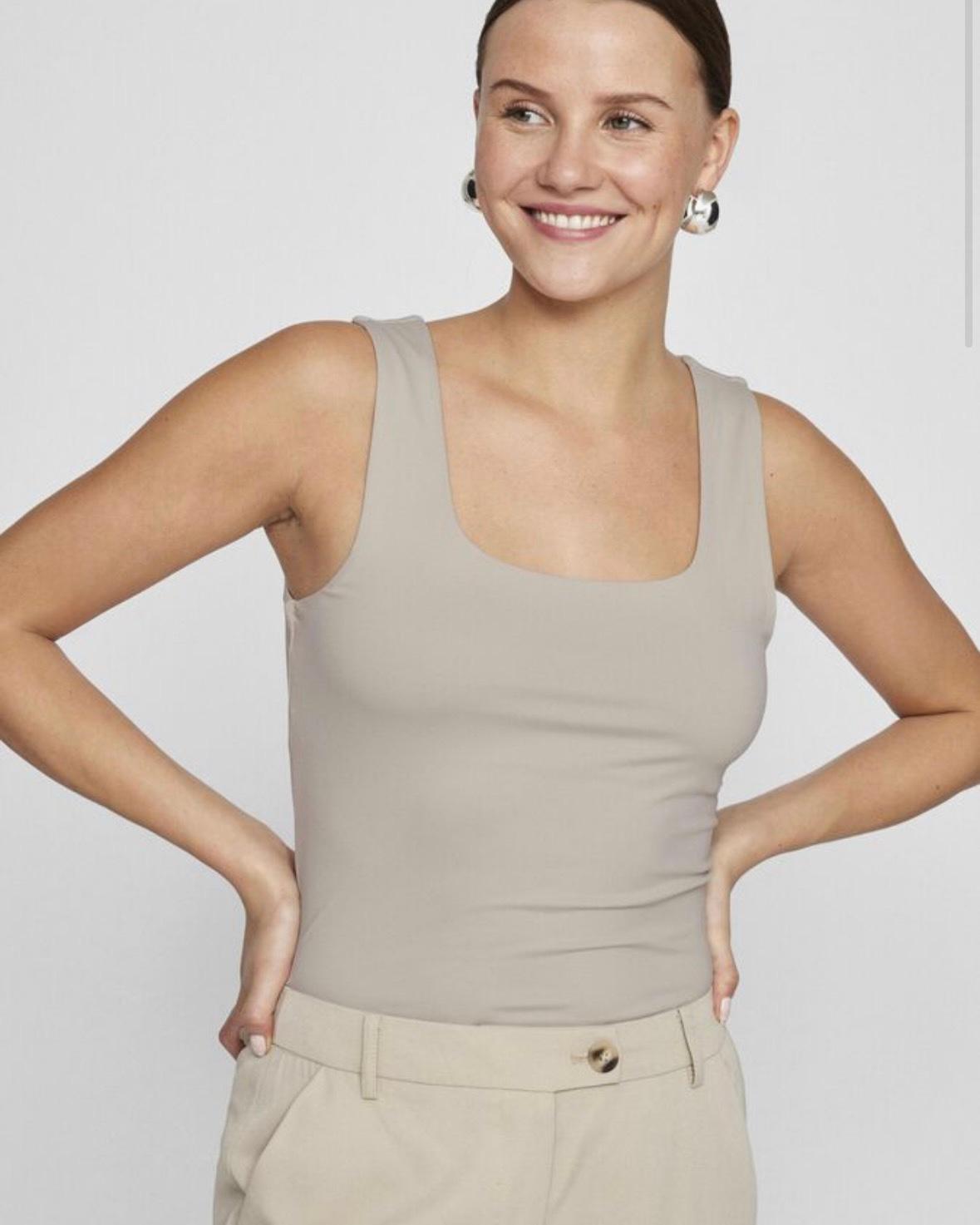 VILA Vikenza Tank Top silver grey beige, bilde 1 av 5