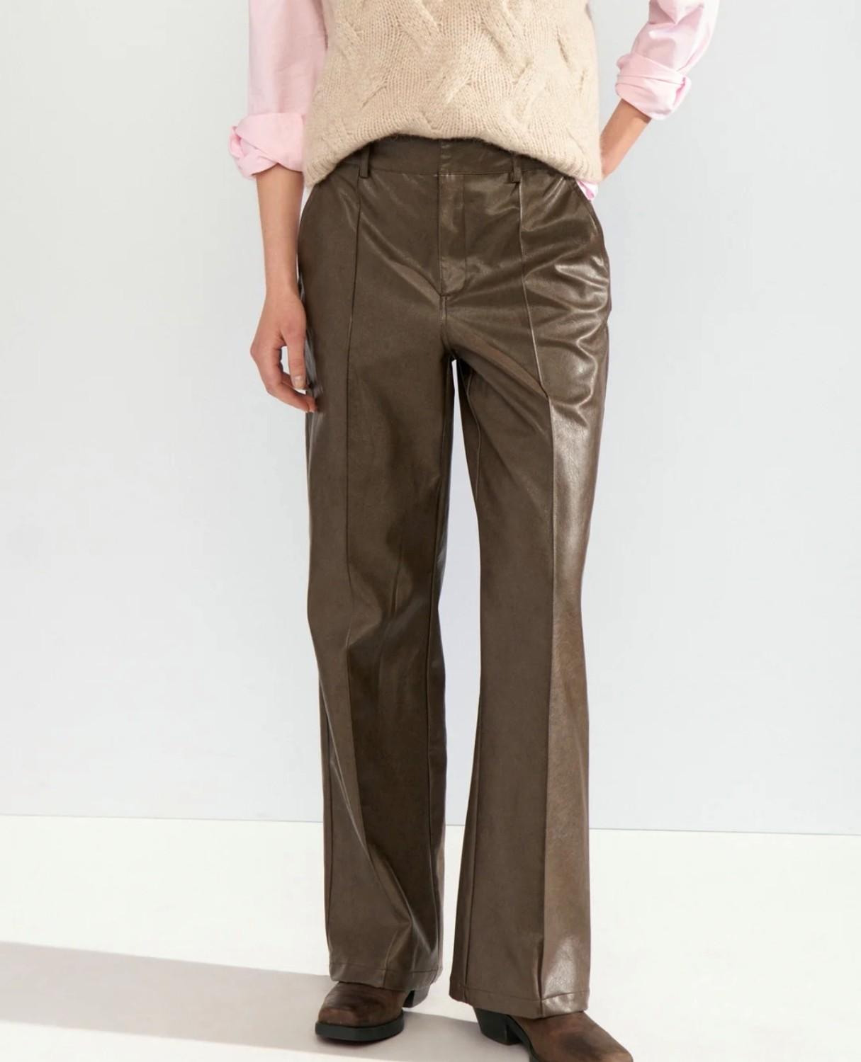 NÜMPH Nudorith straight pu pants brun, bilde 1 av 3